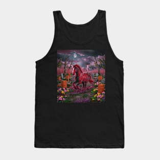AI generated red striped horse in graveyard Tank Top